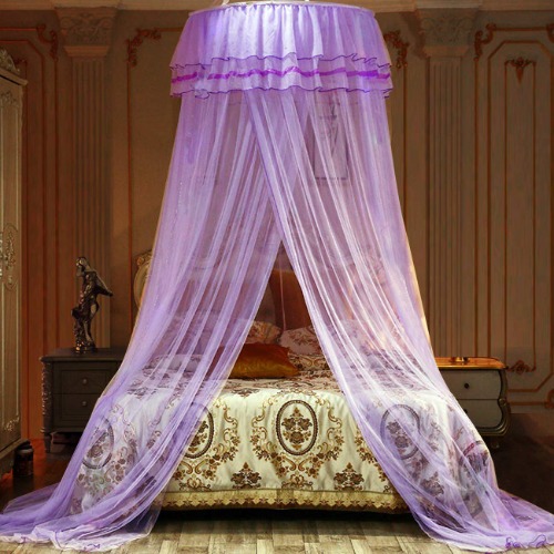 Jolitac Bed Canopy Lace Mosquito Net for Girls Beds, Unique Princess Play Tent Mesh Canopies Large Lace Dome Curtain Drapes Home & Travel (Purple) - Purple