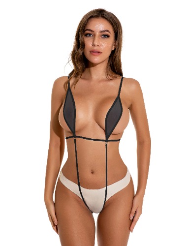 Afom Women Sexy See Through Slingshot Teeny Weeny Sheer Mini Bikini - Black