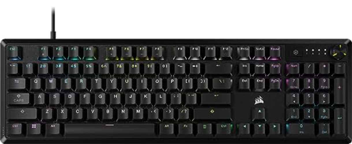 CORSAIR K70 CORE RGB Mechanical Gaming Keyboard - Pre-lubricated Corsair MLX Red Linear Keyswitches - Sound Dampening - Media Control Dial - iCUE Compatible - QWERTY NA Layout - Black - K70 CORE