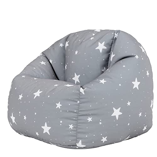 icon Kids Bean Bag Chair, Grey Bean Bag with Stars, Girls Bean Bag or Boys Bean Bag, Kids Bean Bag with Filling Included, Arrives Pre Filled - Bean Bag Chair - Lavender Stars