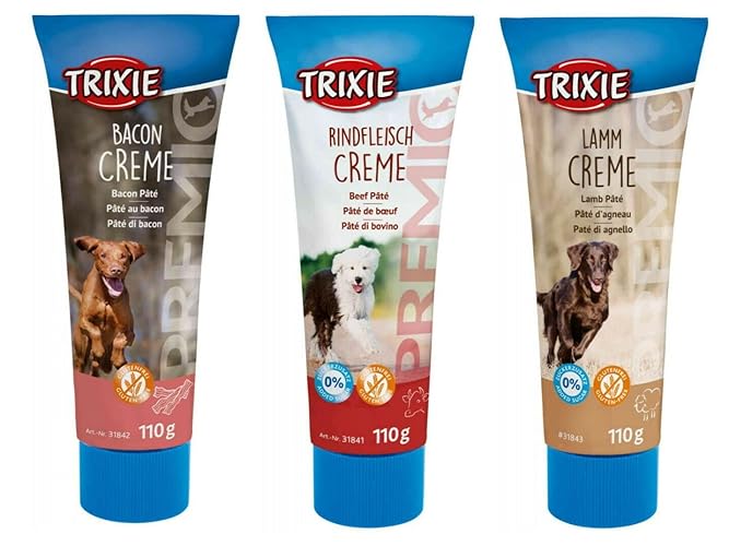3 PACK MIXED VARIETY TRIXIE PREMIO DOG PATE BACON LAMB BEEF FLAVOUR DOG TREATS