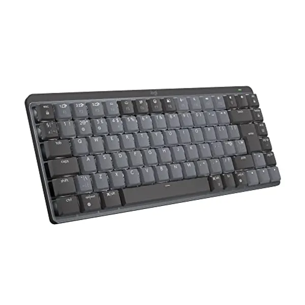 Logitech MX Teclado mecánico mini inalámbrico iluminado, interruptores táctiles silenciosos, retroiluminado, Bluetooth, USB-C, macOS, Windows, Linux, iOS, Android, Metal, Qwerty US Intl - Gris