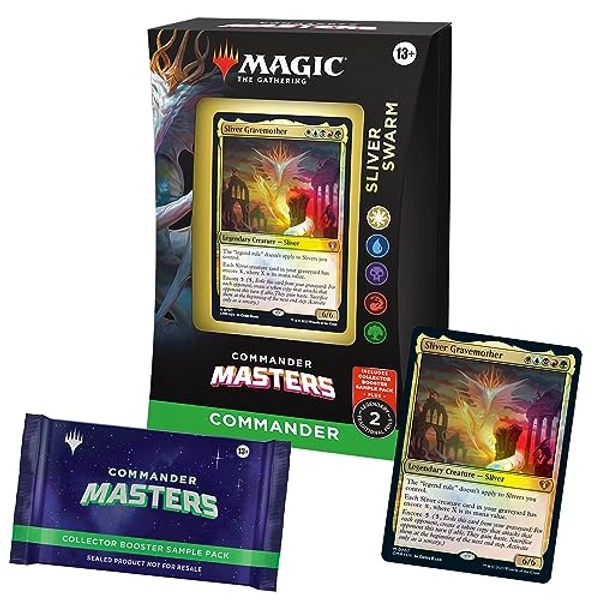 Magic The Gathering Commander Masters Commander Deck - Sliver Swarm (100-Card Deck, 2-Card Collector Booster Sample Pack + Accessories)