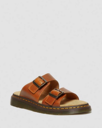 DR MARTENS Josef Analine Leather Buckle Slide Sandals