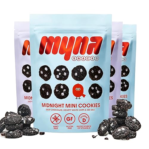 Myna Snacks Midnight Mini Cookies - 16oz (Pack of Four, 4oz Bags)
