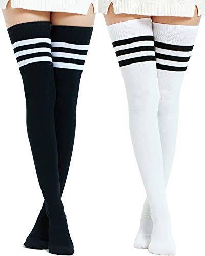 Extra Long Cotton Stripe Thigh High Socks