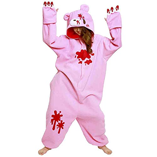 SAZAC Gloomy Bear Kigurumi - Onesie Jumpsuit Halloween Costume - One Size - Pink