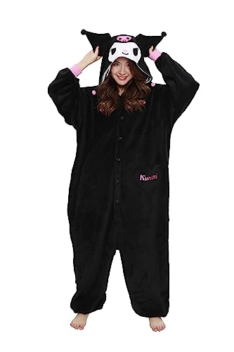 SAZAC Kuromi Kigurumi - Onesie Jumpsuit Halloween Costume - One Size - Black