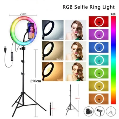 RIXTON Mj26 Rgb Ring Light Multicolour 26cm (10inches) with Automatic Light Adjustment