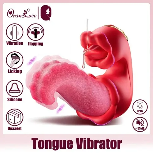4in1 Tongue Swing Vibrator Licking Massager with 10 Licking & 10 Vibration Mode Sex Toys for Women