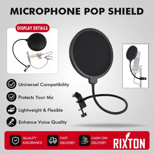 Rixton Professional Microphone Pop Filter Shield Dual Layered