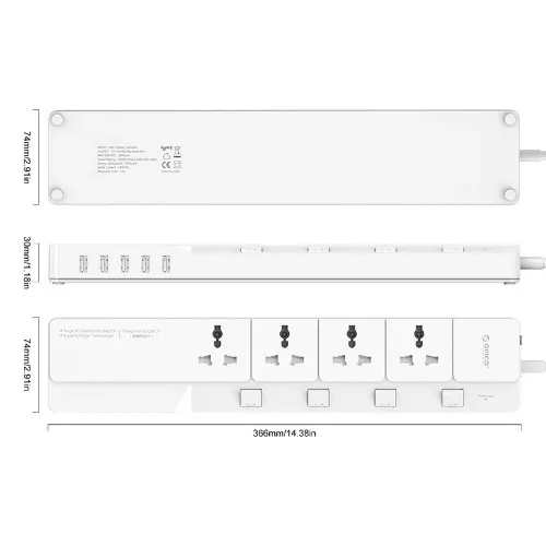 5 USB Ports Surge Protector