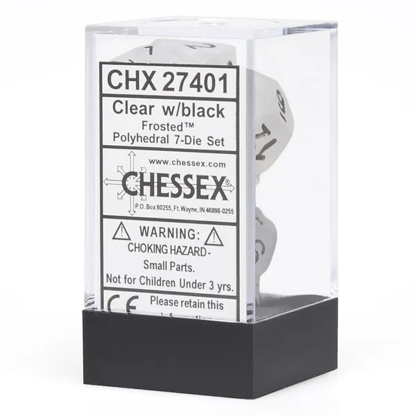 Chessex 7pcs Dice Set: Frosted - Clear/Black [In Stock, Ship Today]