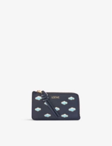 Clouds graphic-print leather coin cardholder