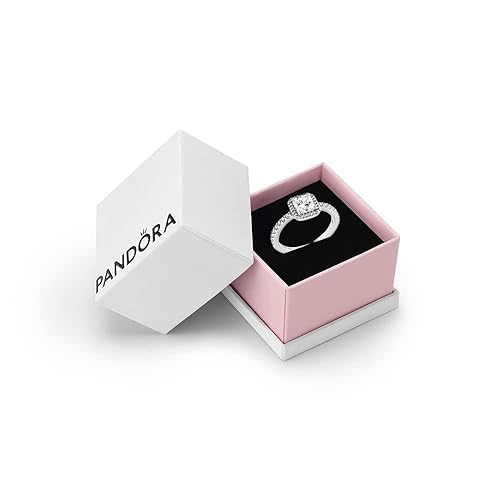PANDORA Timeless Women's Sterling Silver Square Cubic Zirconia Ring - With Gift Box - 56