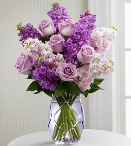 The Gift Box Luxury fresh Lilac Vintage Roses & Purple Scented Stock Bouquet - Perfect for any occasion - UK mainland delivery Only