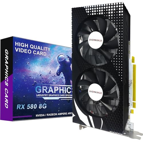 SHOWKINGS Radeon RX 580 8GB Graphics Card, 256Bit 2048SP GDDR5 AMD Video Card for Pc Gaming, DP HDMI DVI-Output, PCI Express 3.0 with Dual Fan for Office and Gaming - RX 580 8GB