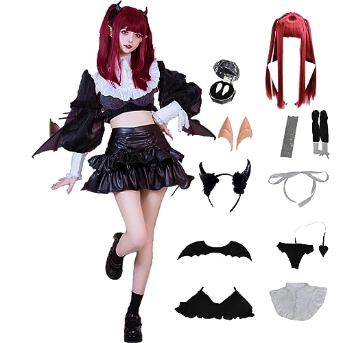 OIHFSC My Dress Up Darling Cosplay Costume Marin Kitagawa Little Devil Lingerie Set with Headgear Tail Elf Ears Teeth - Medium - Kitagawa Marin (Wig)