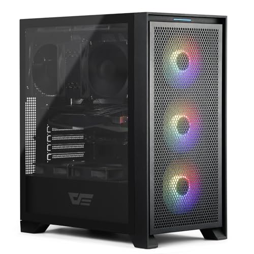 darkFlash ATX Mid-Tower Gaming PC Case, Pre-Installed 3x120mm Fix RGB Fans, with Magnetic Large Mesh Front Panel, USB3.0 Ready, Tempered Glass Side Panel Airflow Computer Case, Black(DRX70) - Black