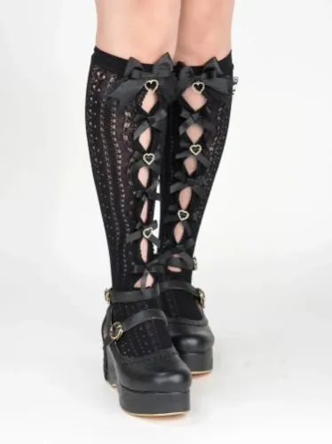 3 Colors Cut-out Design Jirai Kei Bowknots Stockings