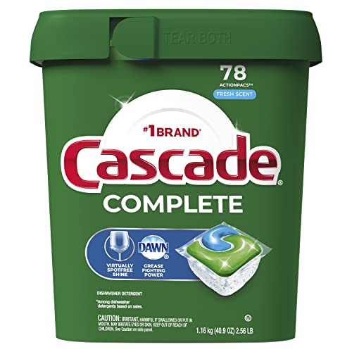 Cascade Complete Dishwasher Pods, Dishwasher tabs, Dish Washing Pods for Dishwasher, Dishwasher tablets, Fresh Scent ActionPacs, 78 Count - 78 Count (Pack of 1) - Dishwasher Pods