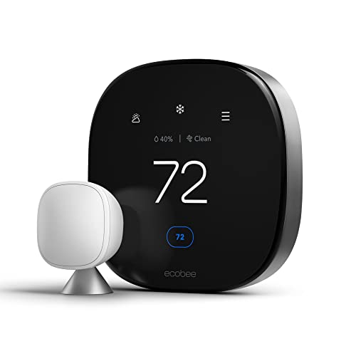 ecobee New Smart Thermostat Premium with Smart Sensor and Air Quality Monitor - Programmable Wifi Thermostat - Works with Siri, Alexa, Google Assistant - Ecobee Smart Thermostat Sensor