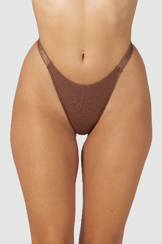 Smooth Mesh Thong - Chestnut | L