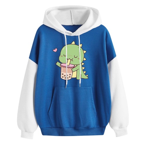 Thick Hoodies for Women Pullover Womens Casual Long Sleeve Cute Dinosaur Printed Hoodies Pullover Drawstring Sweatshirt Top Blouse Sleeveless Pullover Women