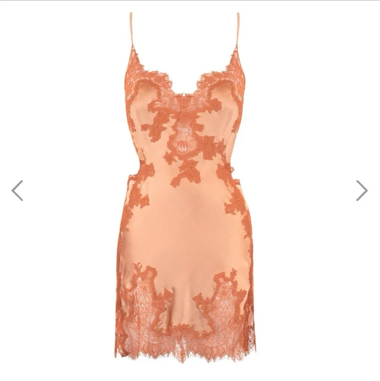 Silk and lace short babydoll Marjolaine Tamara