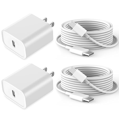 Fast Charging for iPhone 15 Charger,2Pack 20W USB C Wall Charger Travel Plug Block iPhone 15 Charging Cable for iPhone 15/15 Plus/15 Pro/15 Pro Max/iPad Mini 6/iPad Air4/iPad Pro 12.9/iPad Pro 11inch - White