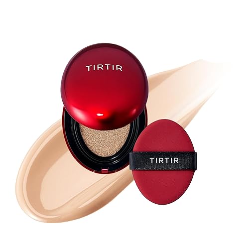 [*Mini Size*] TIRTIR Mask Fit Red Cushion Foundation | Full coverage, Weighless, Skin fit, Satin Glow Finish, Korean cushion foundation (#21N Ivory, 0.15 Fl Oz) - 0.15 Fl Oz (Pack of 1) - 21N Ivory