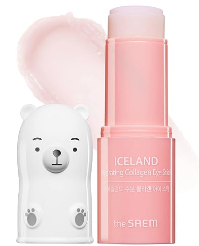 The SAEM Iceland Hydrating Collagen Eye Stick 0.24oz - Anti-wrinkle Moisturizing Eye Balm for Saggy Skin – Under Eye Treatment - Balm to Smooth Skin Texture - Rose Scent - 0.24 Ounce (Pack of 1) - Collagen Eyestick(1 Pack)