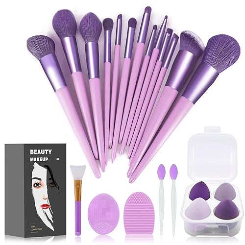 Koccido Makeup Brushes 22 Pcs Makeup Kit,Foundation Brush Eyeshadow Brush Make up Brushes Set (Purple, 22 Piece Set Large) - 22 Piece Set Large - Purple