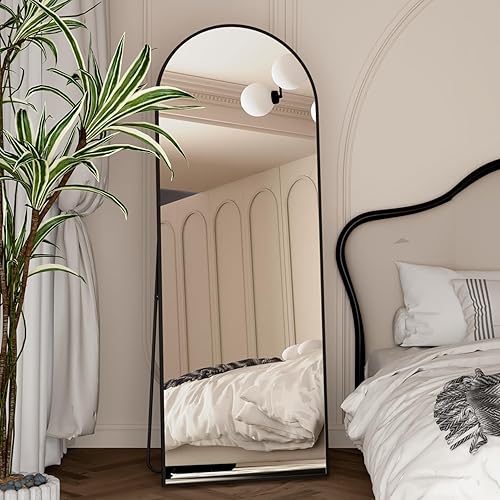 NEUWEABY Full Length Mirror 64"x21" Arch Floor Mirror with Stand Arched Mirror Full Body Mirror Black Standing Hanging or Leaning Against Wall for Bedroom Entry, Bedroom, Living Room - 64L x 21W inches - Black