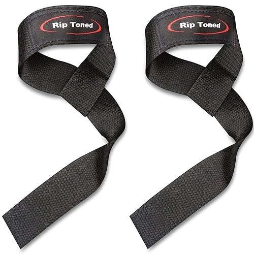 Rip Toned Lifting Straps for Weightlifting -Pair of 23 In. Cotton Weight Lifting Wrist Straps for Men & Women with Neoprene Padding - Lifting Wrist Wraps for Deadlift, Powerlifting & Strength Training - Black