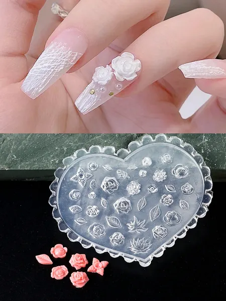 1 PCS 3D Silicone Nail Carving Mold Flower Leaves Design Mould Stamping Plate DIY Nails Template Manicure Tools