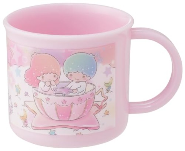 Skater Little Twin Stars Reusable Plastic Drinking Cup with Handle 6.76oz - Amusement Park