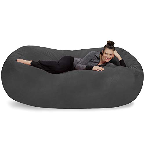 Sofa Sack - Plush Bean Bag with Super Soft Microsuede Cover - XL Memory Foam Stuffed Lounger Chairs for Kids, Adults, Couples - Jumbo Furniture - Charcoal 7.5' - Charcoal