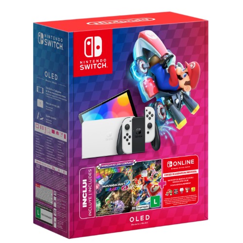 Bundle Nintendo Switch OLED com Mario Kart 8 + 3 Meses de Assinatura Nintendo Switch Online