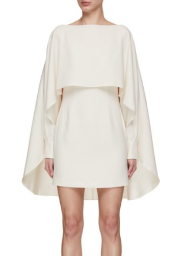 ROLAND MOURET | Long Sleeve Satin Crepe Mini Dress