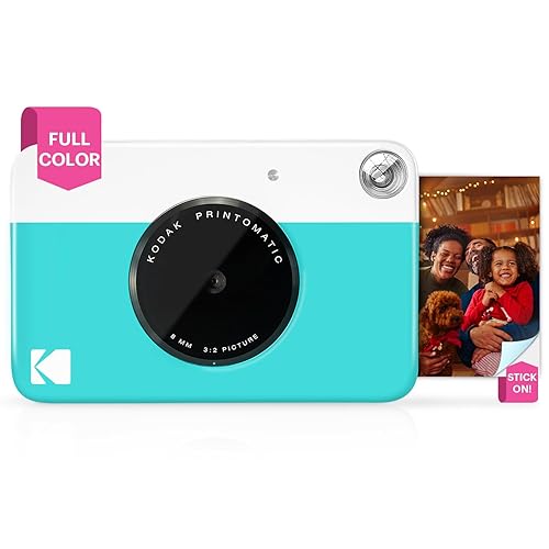 KODAK Printomatic Full-Color Instant Print Digital Camera - Colorful Photos On Zink 2x3" Sticky-Back Photo Paper - 5MP, Portable, Creative Fun Gift for Birthday, Christmas, Holiday - Blue - Blue - Camera