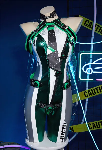 Stellar Blade EVE Cosplay Costume Jumpsuit and Gloves with Temporary Tattoo Stickers and Collar