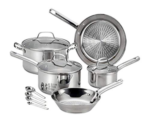 T-fal Performa Stainless Steel Cookware Set 12 Piece Induction Pots and Pans, Dishwasher Safe Silver - Stainless Steel Handle