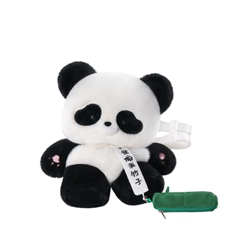 CALEMBOU Plush Backpack, Cute Panda Plush Bag, Stuffed Animal Backpack Plushie, Anime Plush Backpacks Soft Stuffed Bear Dog (PandaBlack, M-35cm) - M-35cm - Pandablack