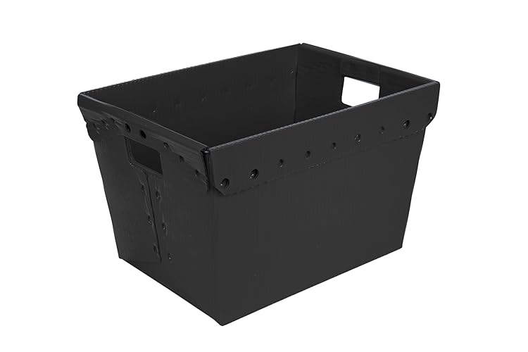 Hudson Exchange 18.25 x 13.25 x 11.75 (1 Pack) Corrugated Space Age Handled Storage Container Mail Tote, Black - 1 Pack - Black