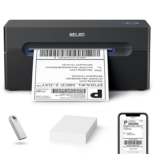 Nelko Bluetooth Thermal Shipping Label Printer, Wireless 4x6 Shipping Label Printer for Shipping Packages, Support Android, iPhone and Windows, Black, 1 Pack - black