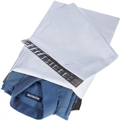 Metronic Poly Mailers 14.5x19 100 Pcs Large Shipping Bags for Clothing Mailing Bags with Strong Self-sealing Adhesive Waterproof and Tear-Proof Postal Bags in White - White - 14.5x19 100 Pcs