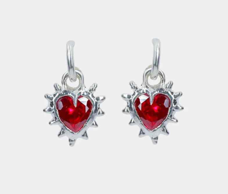 Ruby Heart Hoops