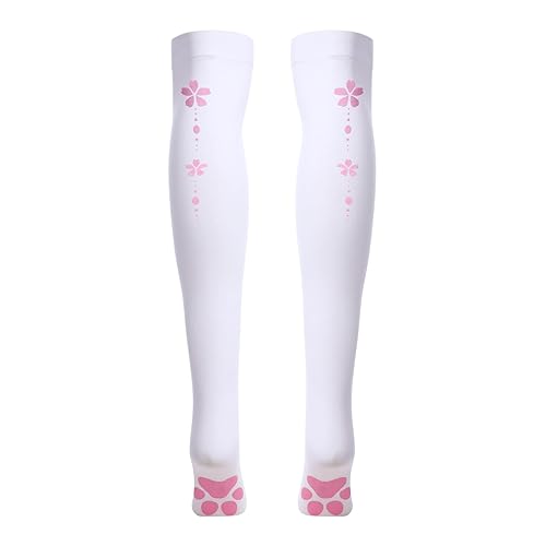 ABAFIP Women Cute Kawaii Cat Paw Print Thigh High Socks Kitten Claw Above Knee Sheer Hosiery Stockings - One Size - White