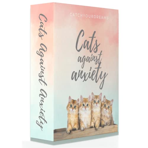 Catchyourdreams Cats Against Anxiety Cards - 50 Cards For Self Esteem and Stress, Affirmations for Anxiety Emotions Oracle Tarot Self Therapy (Cats Against Anxiety) - Cats Against Anxiety
